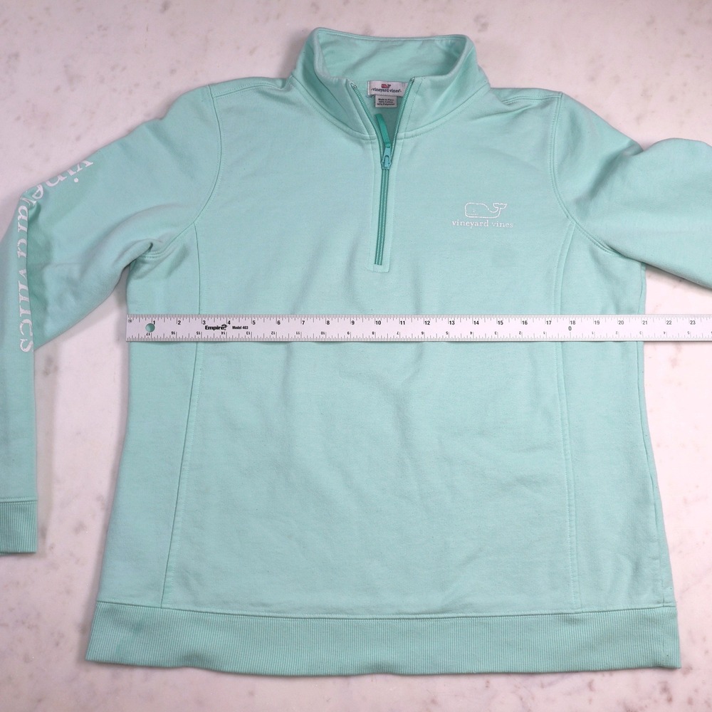 Vineyard Vines Womens Large Mint Green Quarter Zip Fleece Pullover Whale Logo - Picture 7 of 11